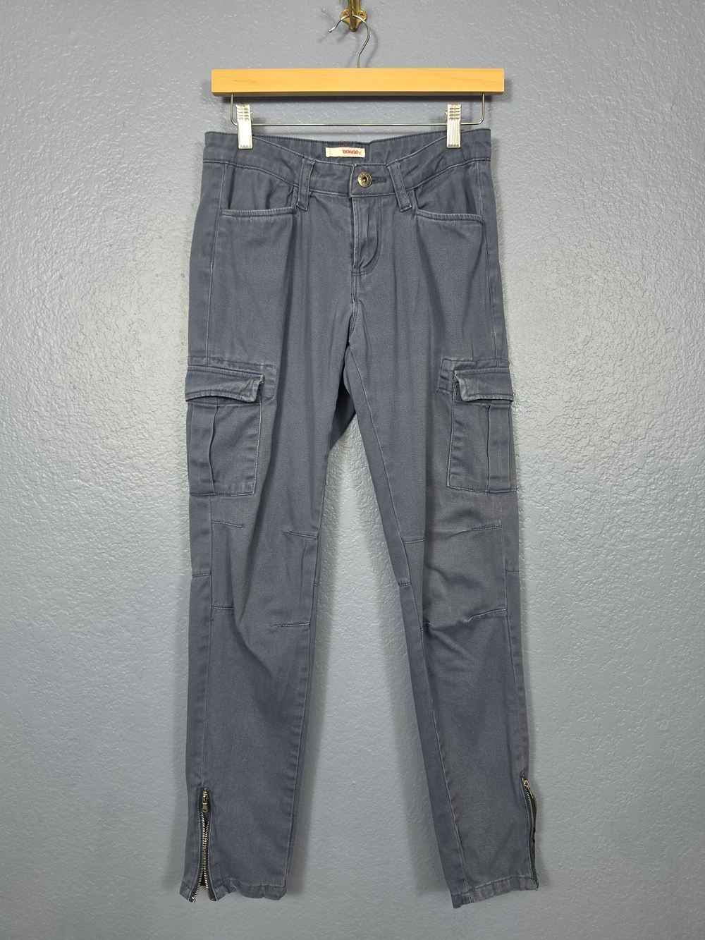 Bongo Slate Blue Skinny Cargo Pants with Ankle Zippers S